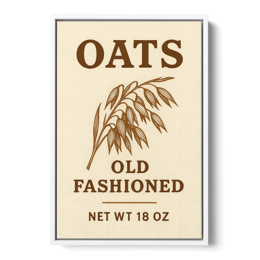 Vintage Oats Old Fashioned - White Framed Canvas Wall Art - Front