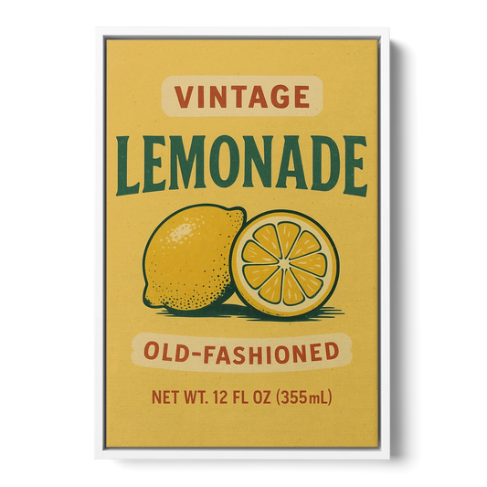 Vintage Old Fashioned Lemonade - White Framed Canvas Wall Art - Front