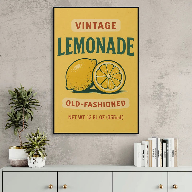 Vintage Old Fashioned Lemonade Living Room - Black Canvas Wall Art