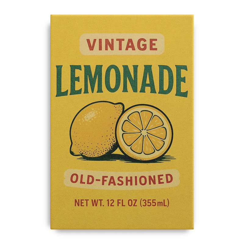 Vintage Old Fashioned Lemonade Front - Canvas Wall Art