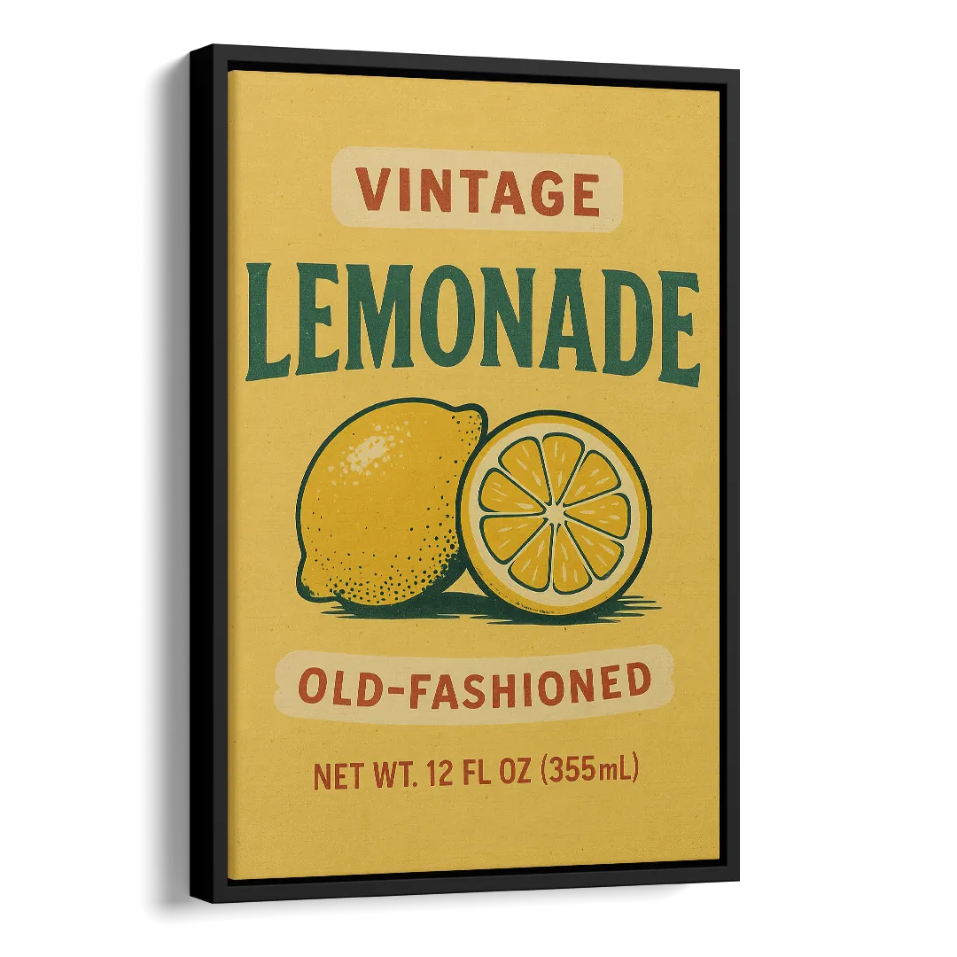Vintage Old Fashioned Lemonade Side - Black Canvas Wall Art