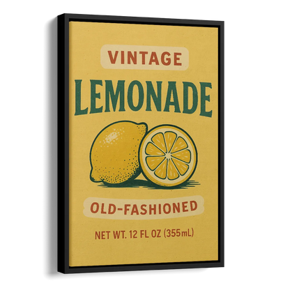 Vintage Old Fashioned Lemonade Side - Black Canvas Wall Art
