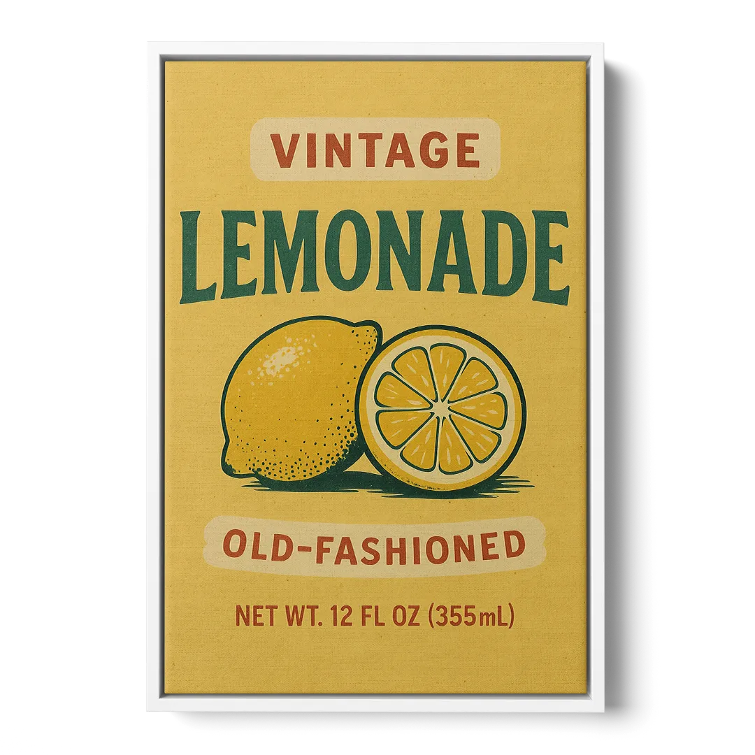 Vintage Old Fashioned Lemonade Front - White Canvas Wall Art