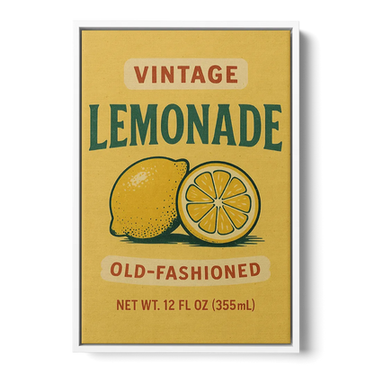 Vintage Old Fashioned Lemonade Front - White Canvas Wall Art
