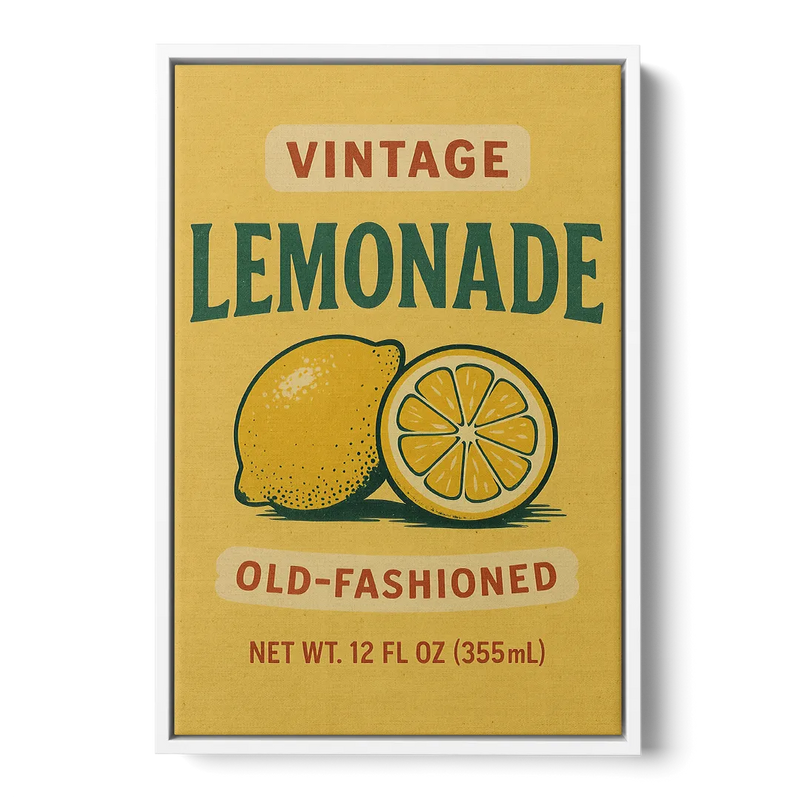 Vintage Old Fashioned Lemonade Front - White Canvas Wall Art
