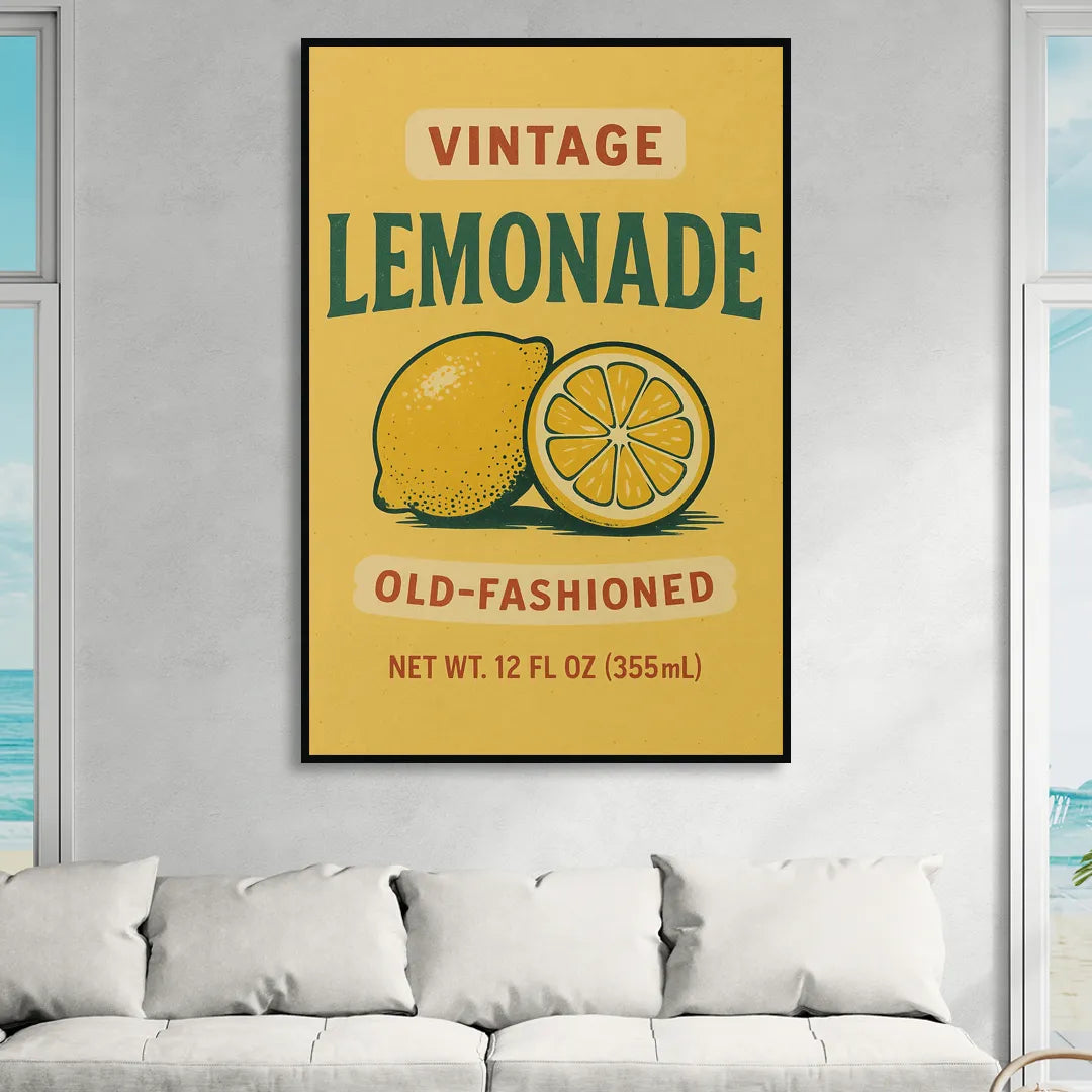 Vintage Old Fashioned Lemonade Sitting Room - Black Canvas Wall Art
