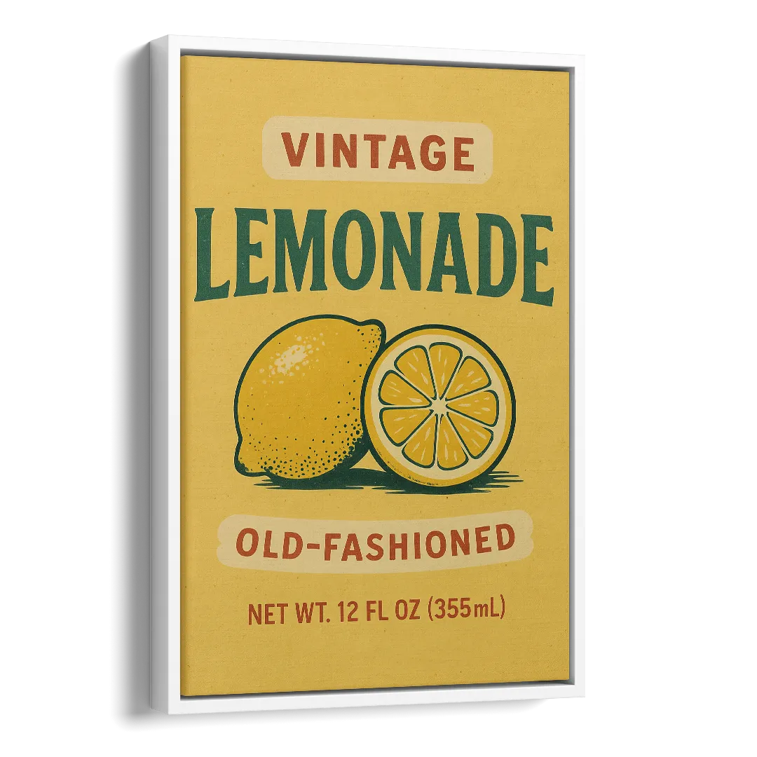 Vintage Old Fashioned Lemonade Side - White Canvas Wall Art