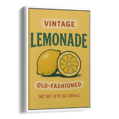 Vintage Old Fashioned Lemonade Side - White Canvas Wall Art