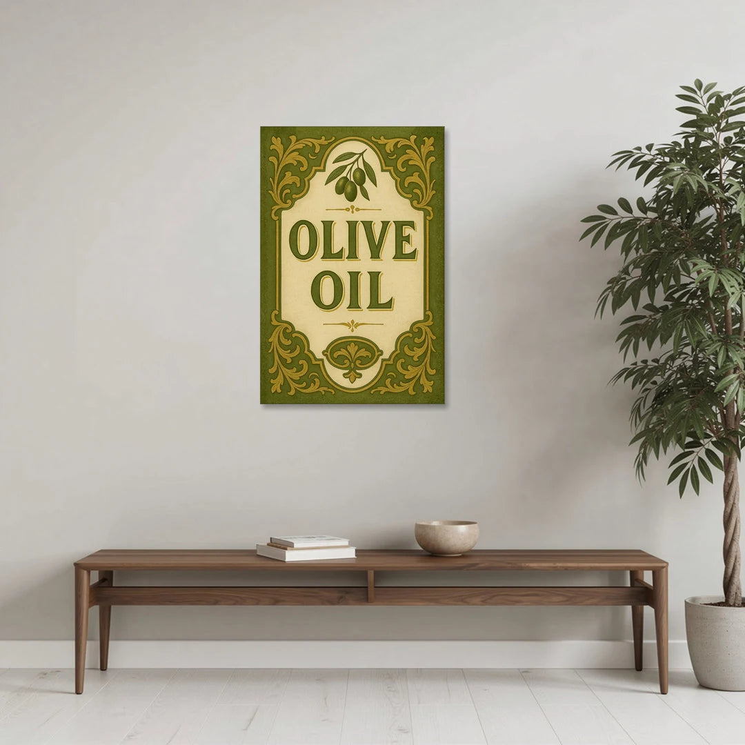 Vintage Olive Oil - Canvas Wall Art - Coffee Table - 24x36
