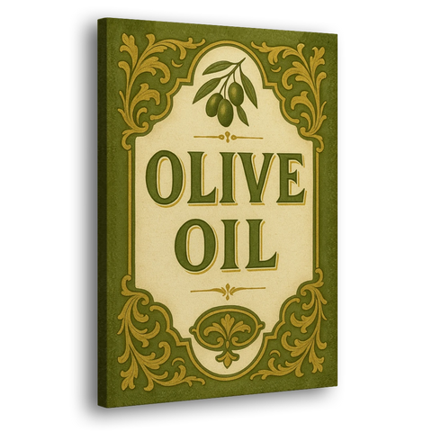 Vintage Olive Oil - Canvas Wall Art - Side