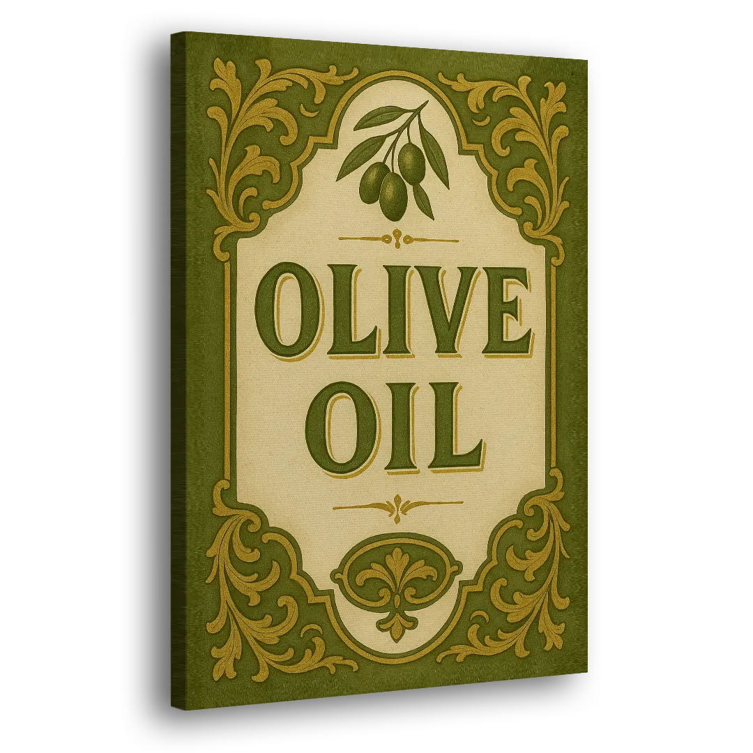 Vintage Olive Oil Side - Canvas Wall Art