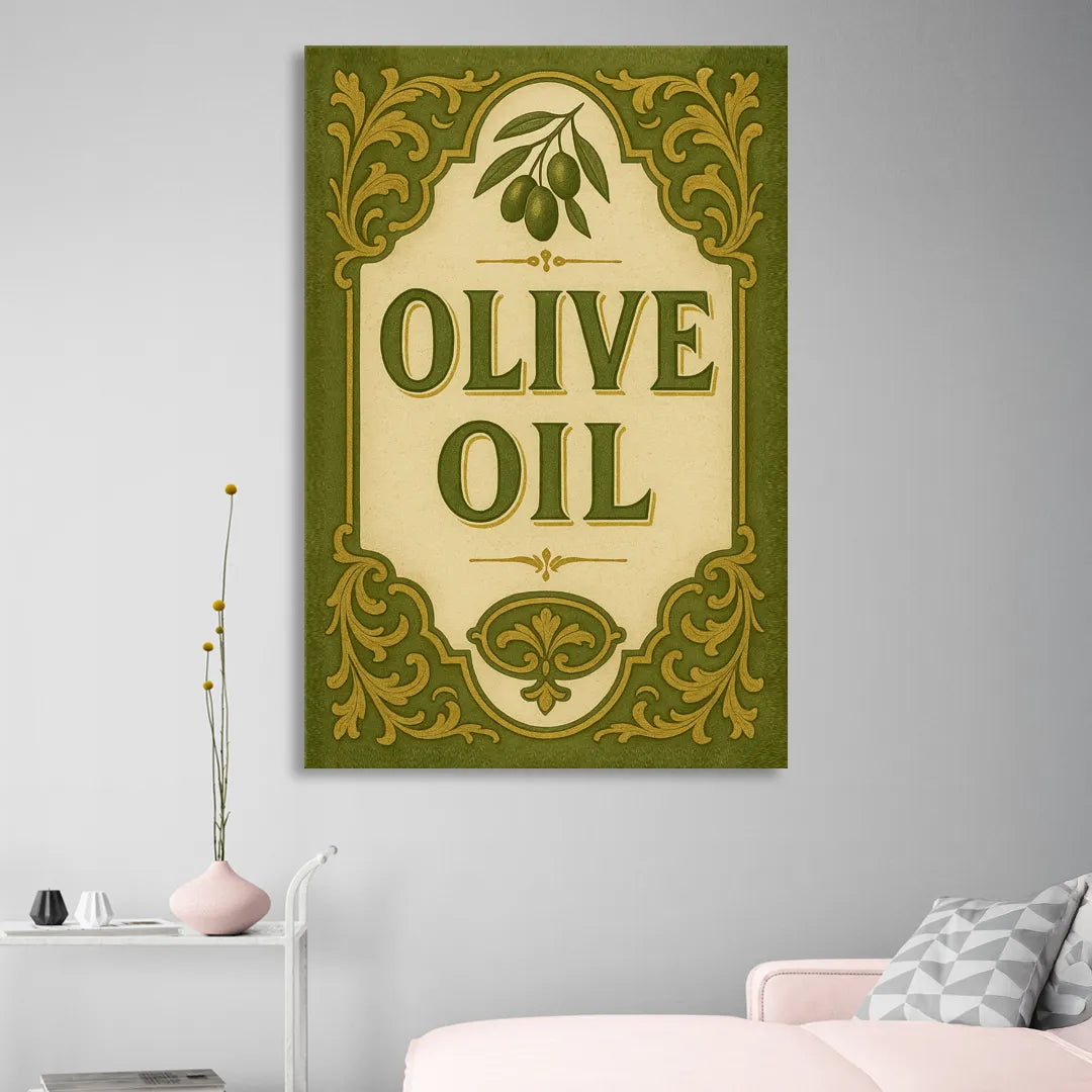 Vintage Olive Oil Living Room - Canvas Wall Art