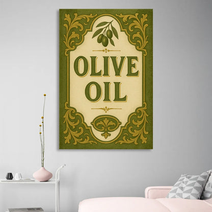 Vintage Olive Oil Living Room - Canvas Wall Art