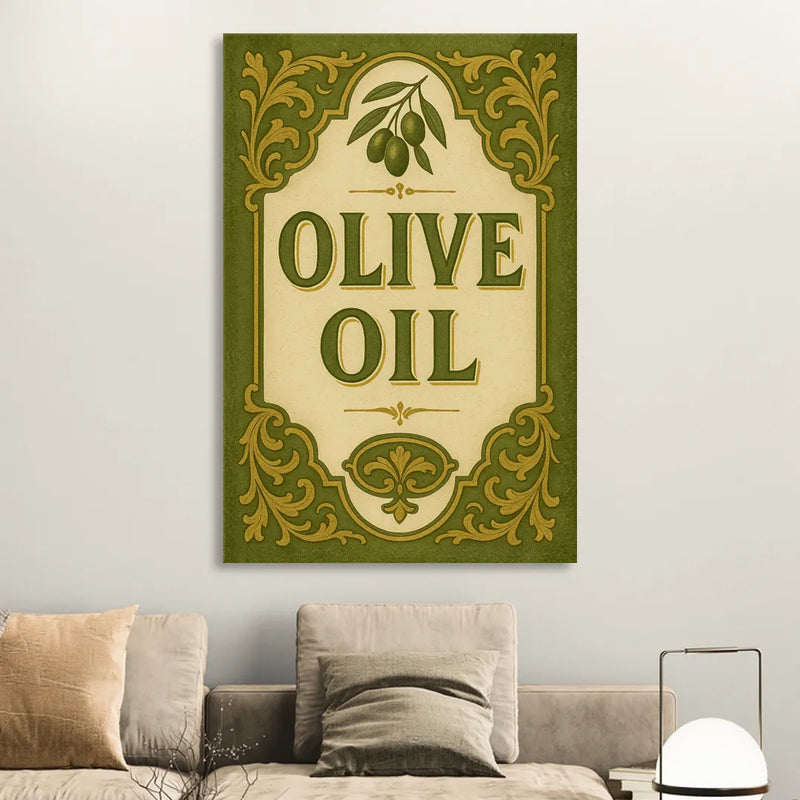 Vintage Olive Oil Sitting Room - Canvas Wall Art