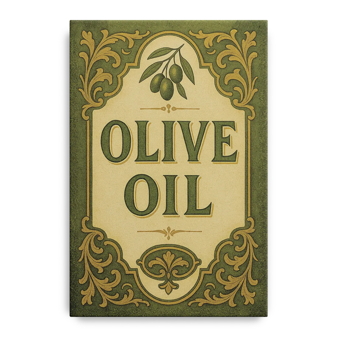 Vintage Olive Oil Front - Canvas Wall Art