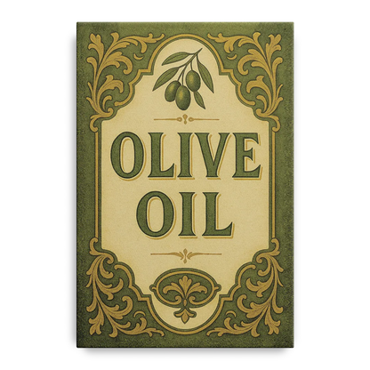 Vintage Olive Oil Front - Canvas Wall Art