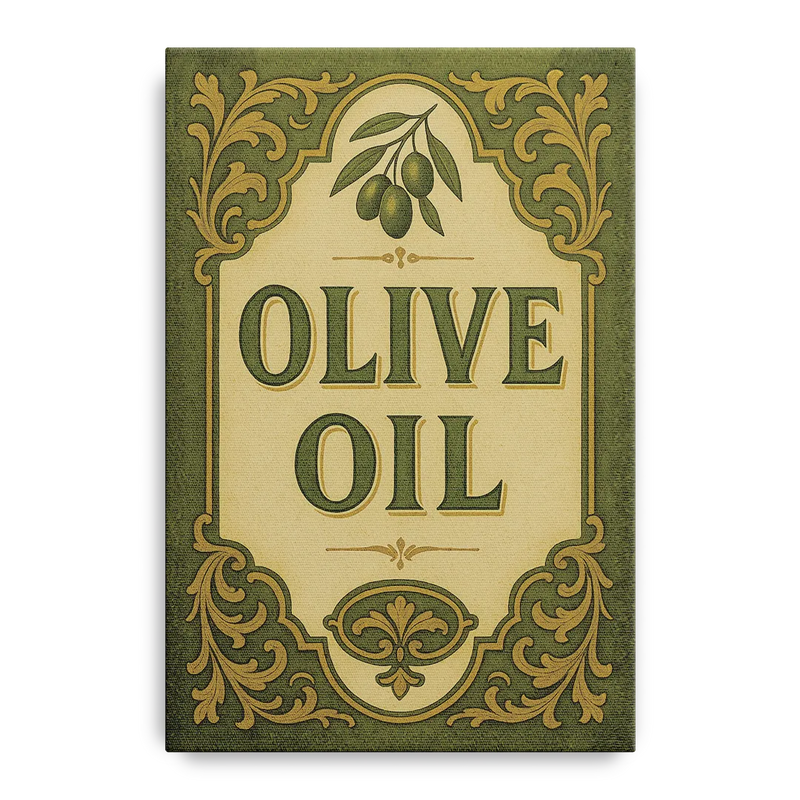 Vintage Olive Oil Front - Canvas Wall Art