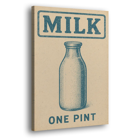 Vintage One Pint of Milk - Canvas Wall Art