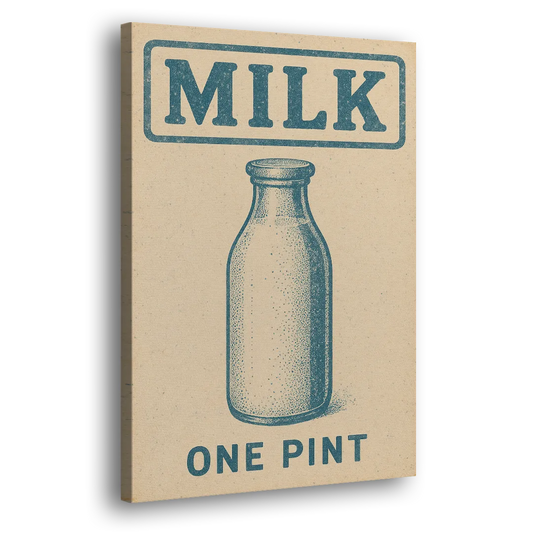 Vintage One Pint of Milk Side - Canvas Wall Art