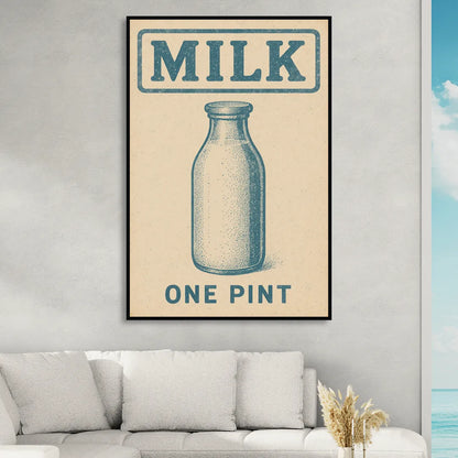 Vintage One Pint of Milk Sitting Room - Black Canvas Wall Art