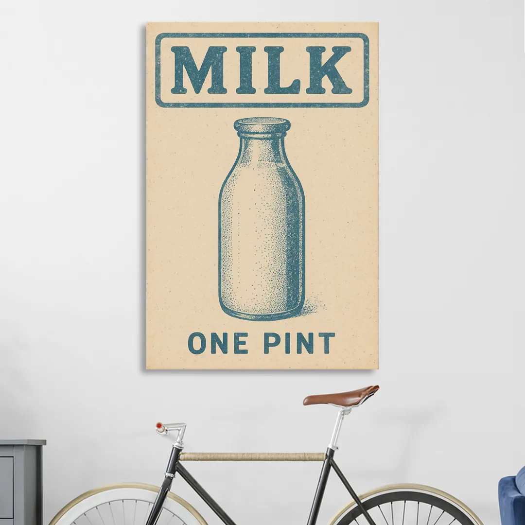 Vintage One Pint of Milk Sitting Room - Canvas Wall Art