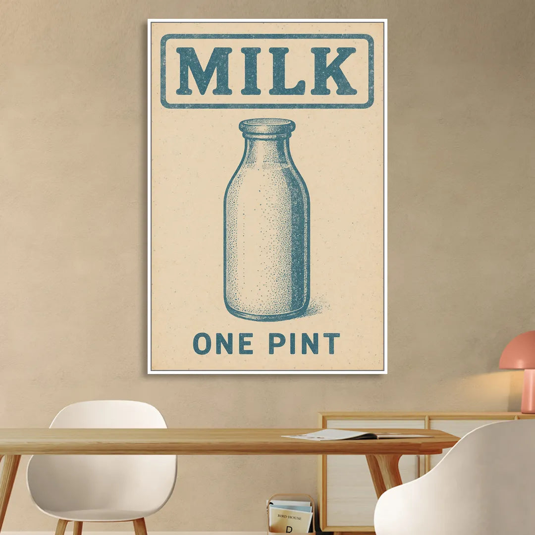 Vintage One Pint of Milk Sitting Room - White Canvas Wall Art