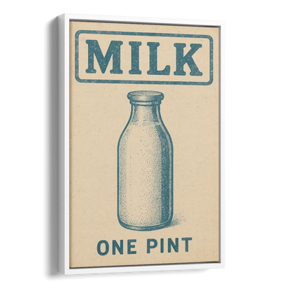 Vintage One Pint of Milk Side - White Canvas Wall Art