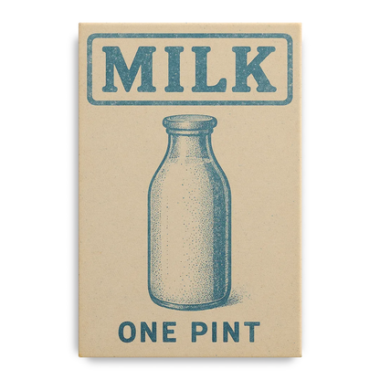 Vintage One Pint of Milk Front - Canvas Wall Art