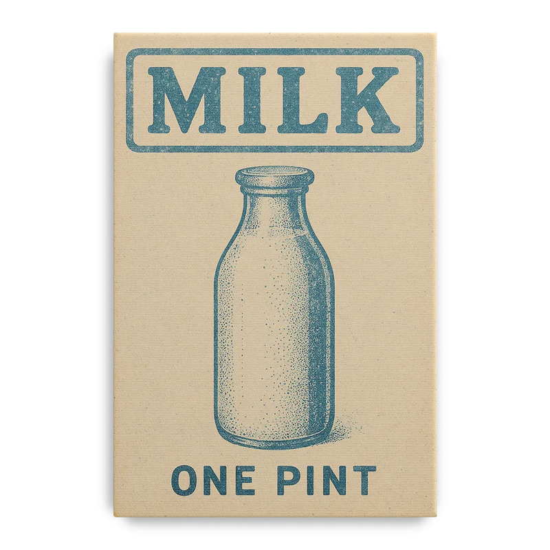 Vintage One Pint of Milk Front - Canvas Wall Art