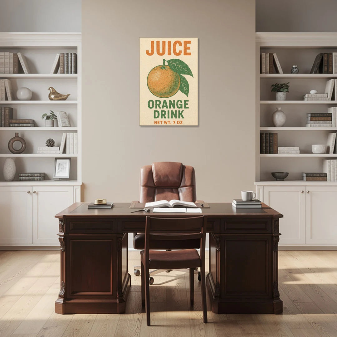 Vintage Orange Juice Drink - Canvas Wall Art - Office - 24x36