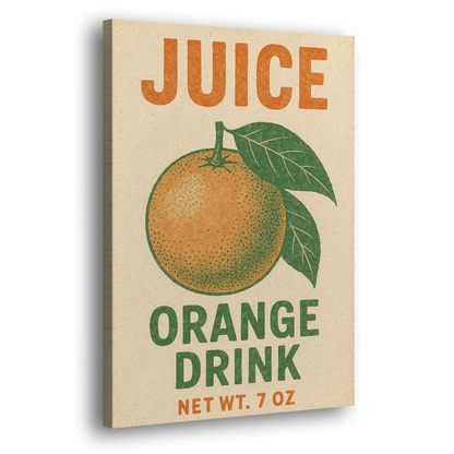 Vintage Orange Juice Drink Side - Canvas Wall Art