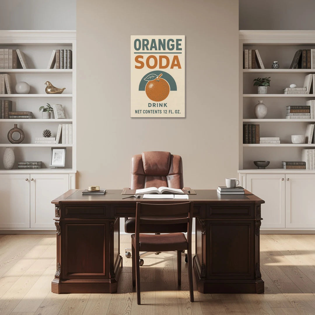 Vintage Orange Soda Drink - Canvas Wall Art - Office - 24x36