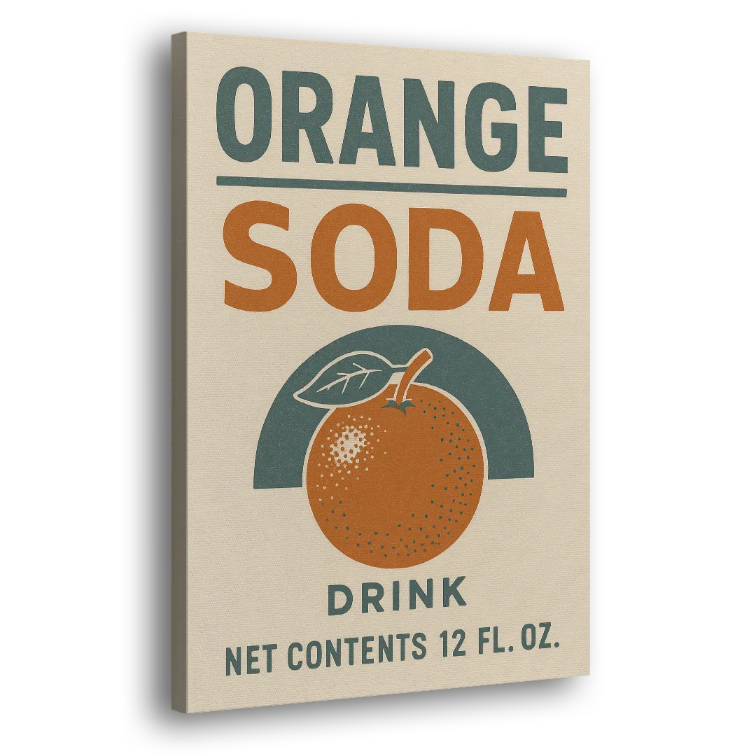 Vintage Orange Soda Drink Side - Canvas Wall Art