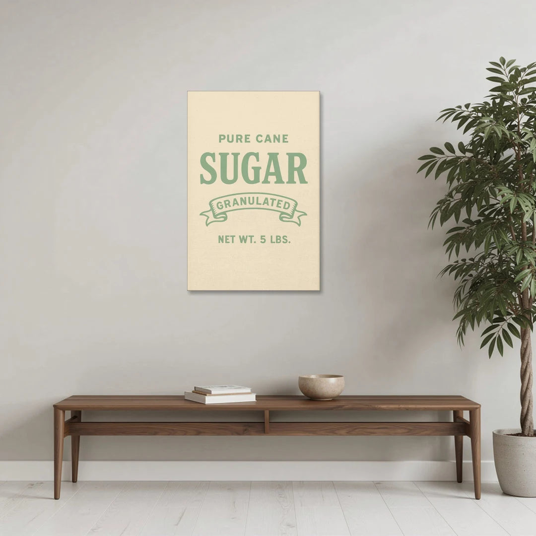 Vintage Pure Cane Sugar - Canvas Wall Art - Coffee Table - 24x36