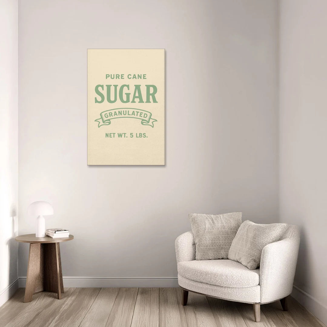 Vintage Pure Cane Sugar - Canvas Wall Art - Sofa - 24x36