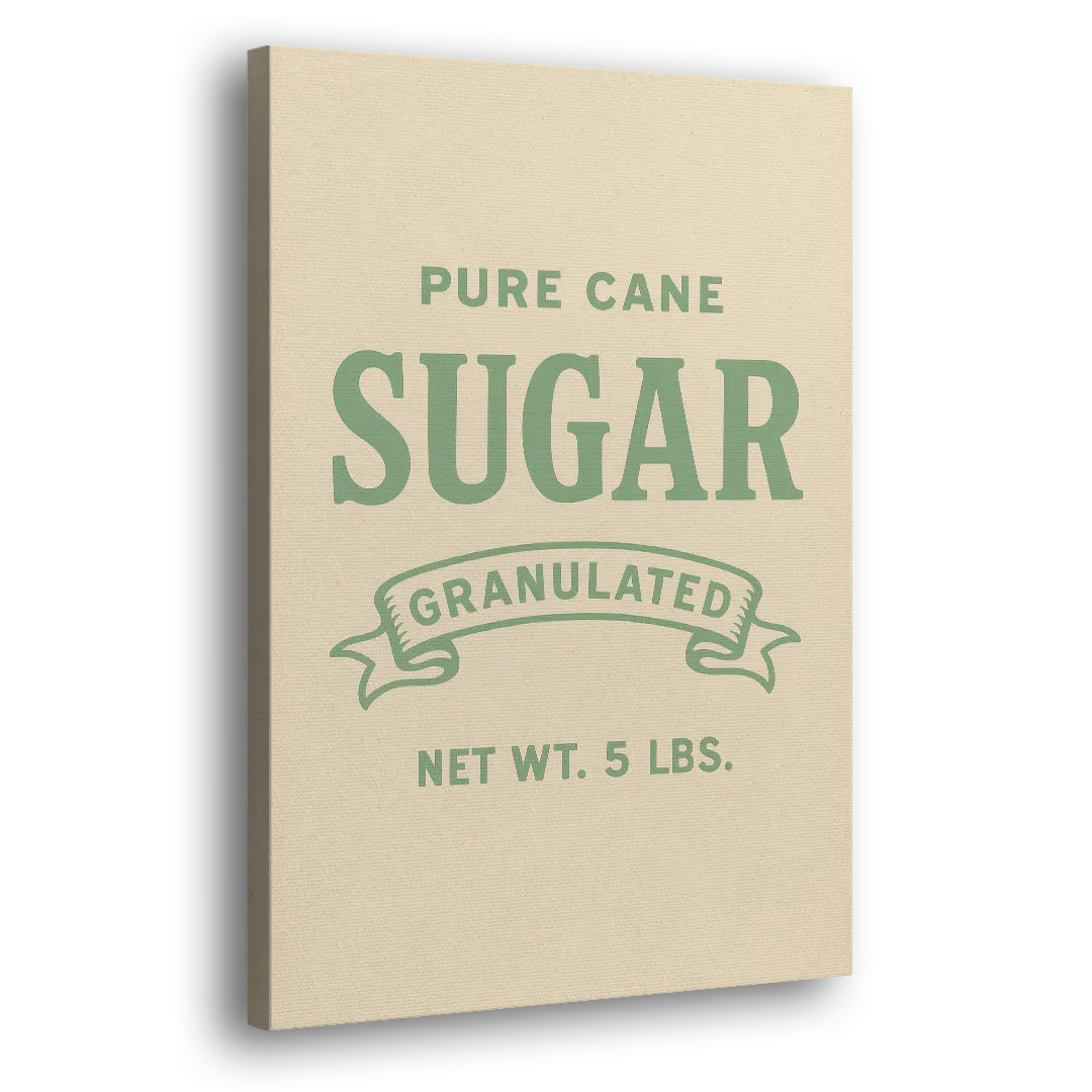 Vintage Pure Cane Sugar Side - Canvas Wall Art