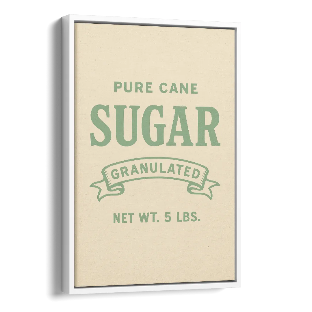 Vintage Pure Cane Sugar Side - White Canvas Wall Art
