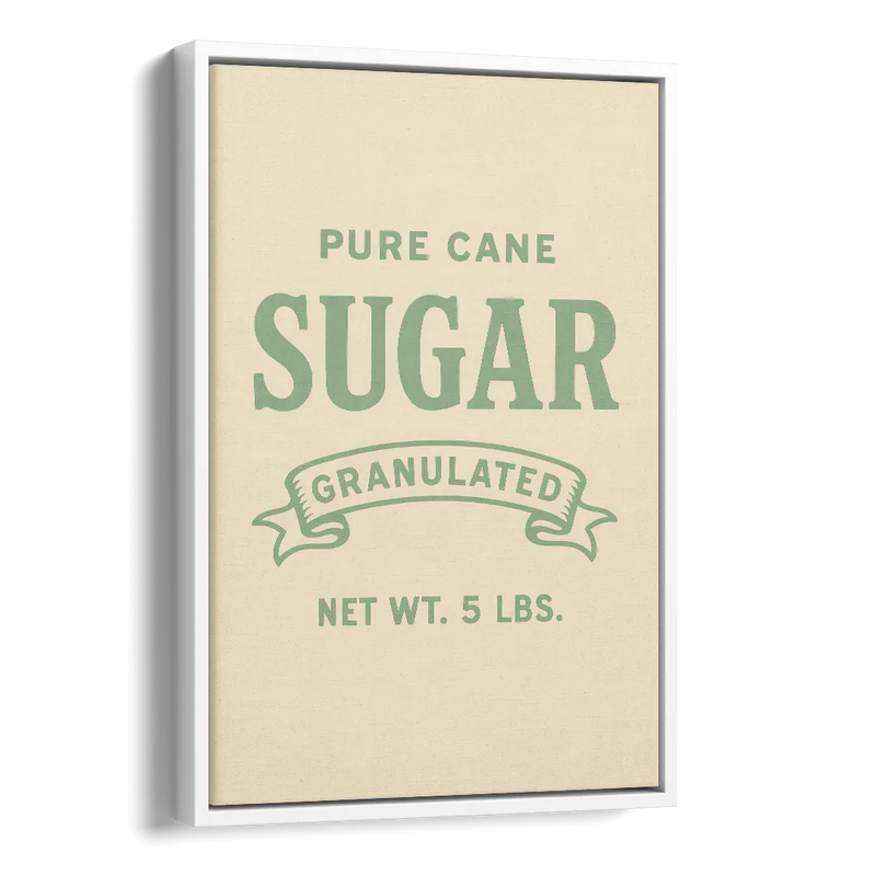 Vintage Pure Cane Sugar Side - White Canvas Wall Art