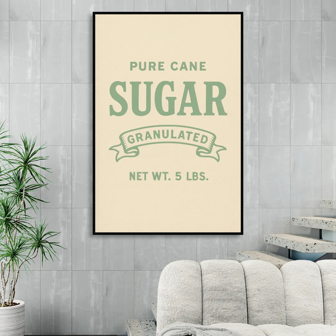 Vintage Pure Cane Sugar Sitting Room - Black Canvas Wall Art