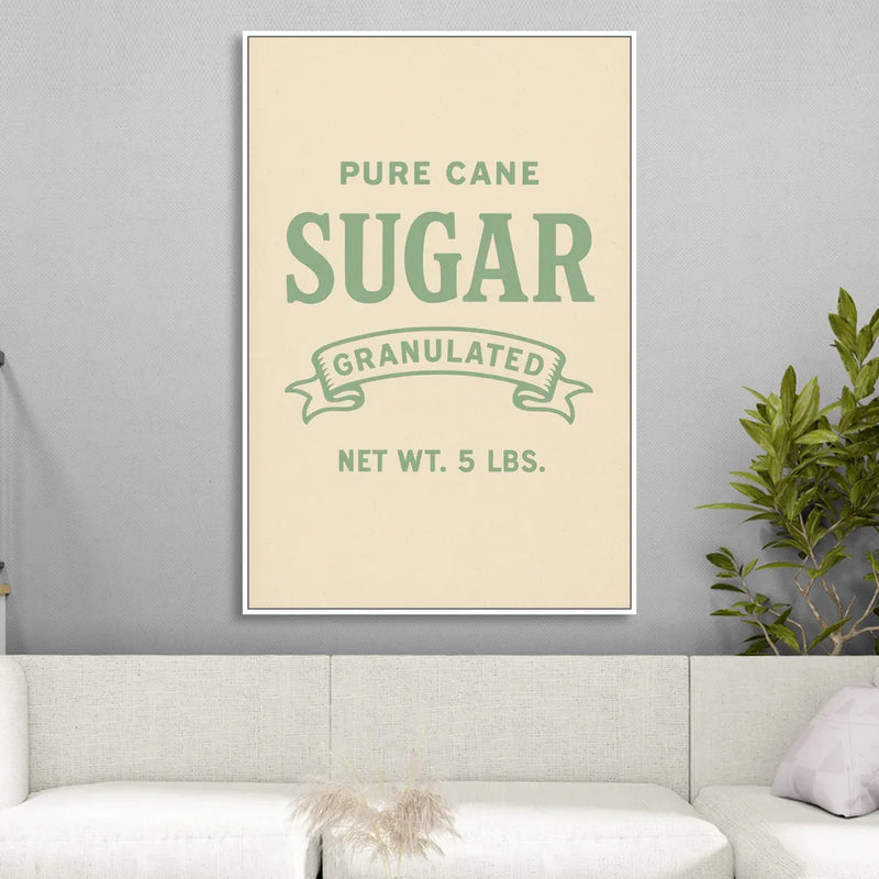 Vintage Pure Cane Sugar Sitting Room - White Canvas Wall Art