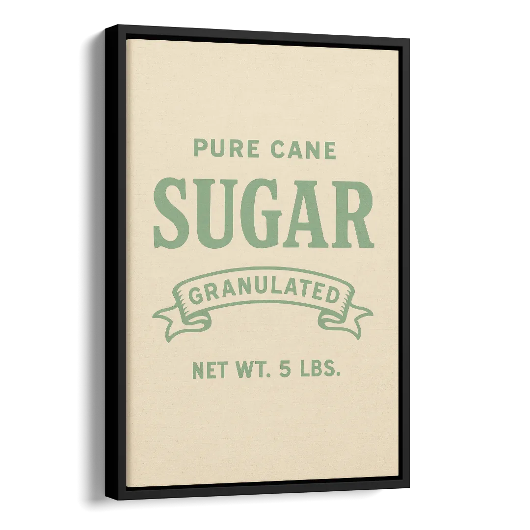 Vintage Pure Cane Sugar Side - Black Canvas Wall Art