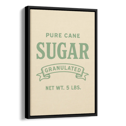 Vintage Pure Cane Sugar Side - Black Canvas Wall Art