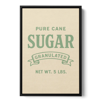 Vintage Pure Cane Sugar Front - Black Canvas Wall Art