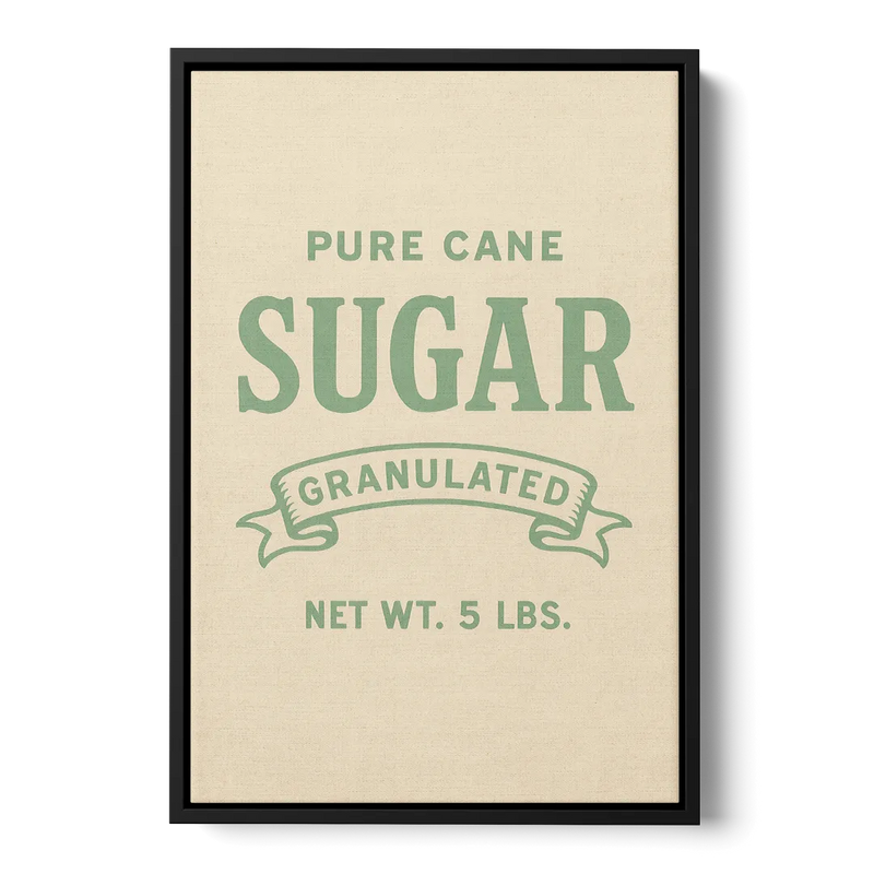 Vintage Pure Cane Sugar Front - Black Canvas Wall Art