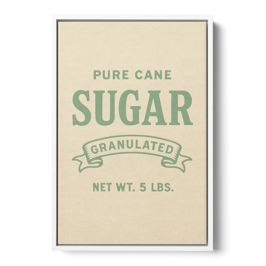 Vintage Pure Cane Sugar Front - White Canvas Wall Art