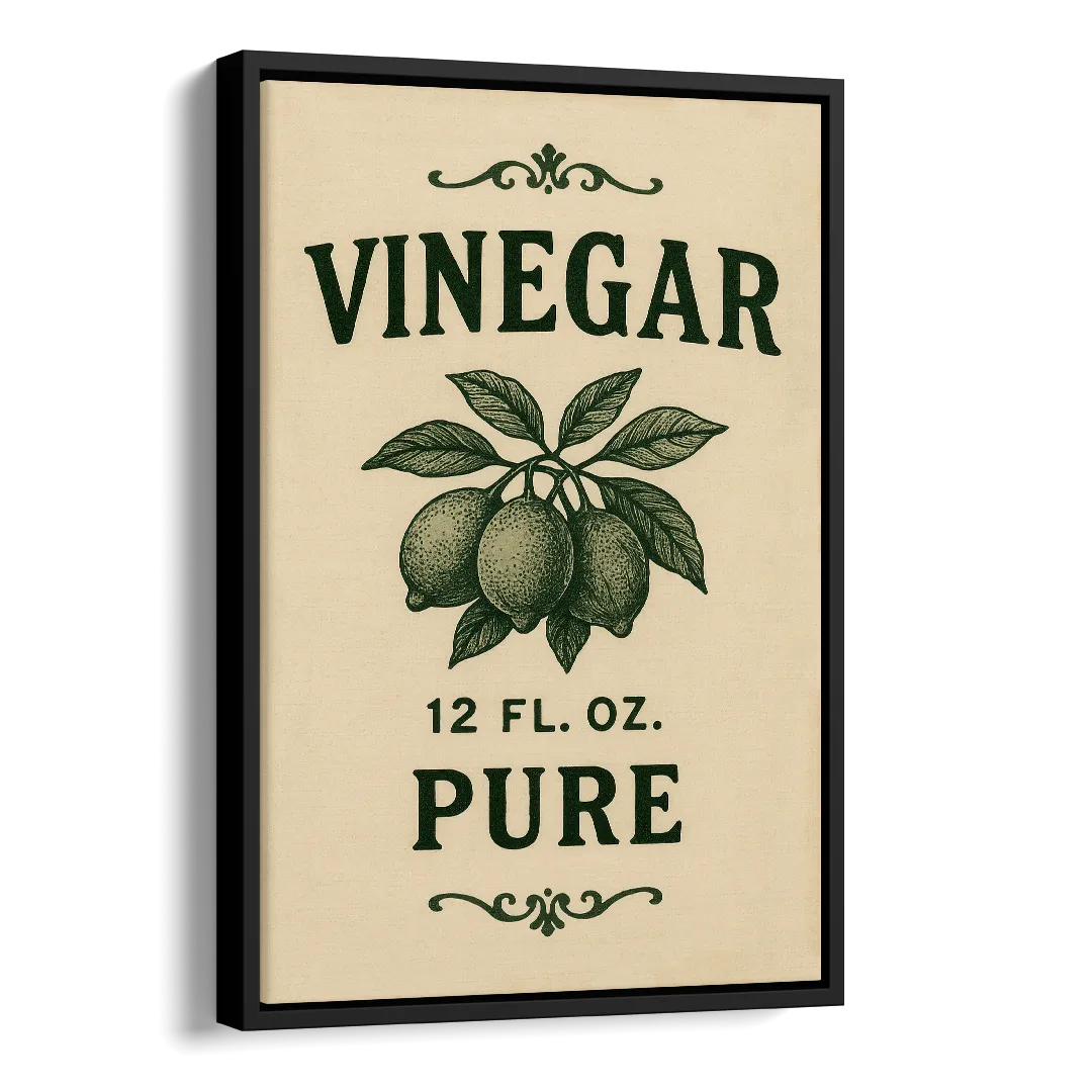 Vintage Pure Vinegar Side - Black Canvas Wall Art