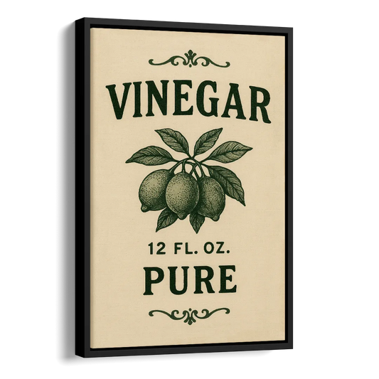 Vintage Pure Vinegar Side - Black Canvas Wall Art