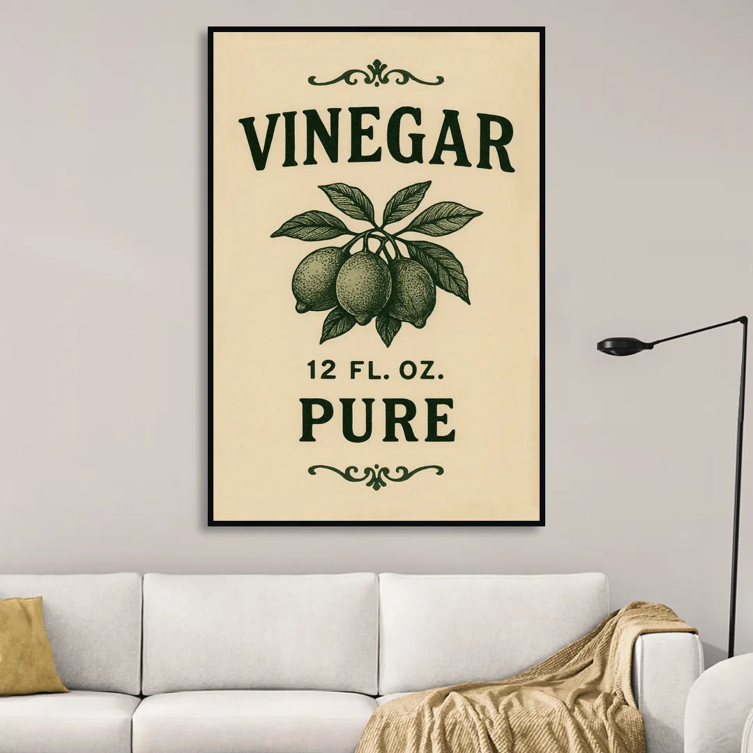 Vintage Pure Vinegar Sitting Room - Black Canvas Wall Art