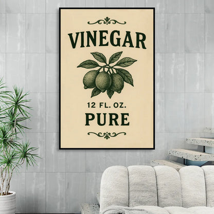 Vintage Pure Vinegar Living Room - Black Canvas Wall Art