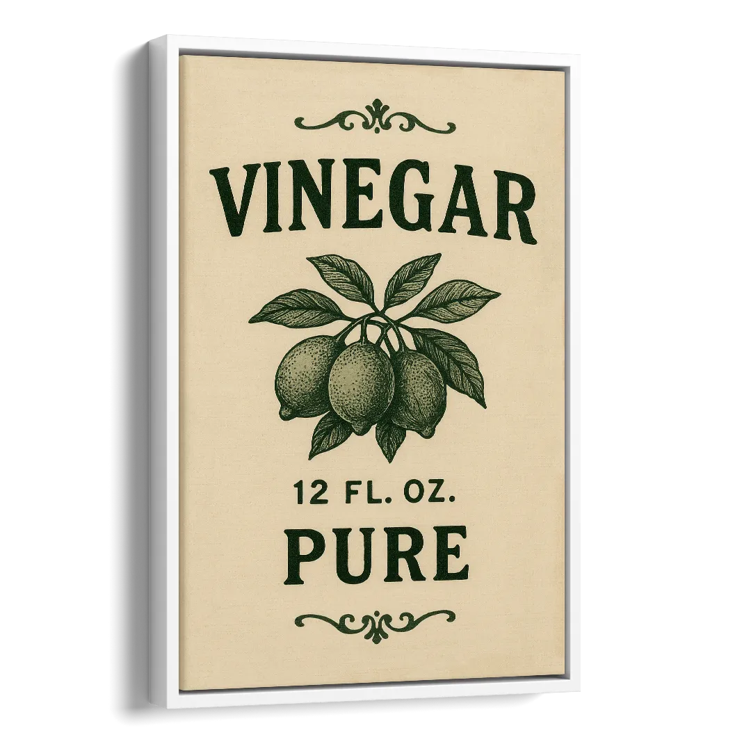 Vintage Pure Vinegar Side - White Canvas Wall Art